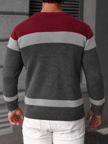 Manfinity Mode Men's Ribbed Colorblock Long Sleeve Sweater Street Fashion - Multicolor - View 2