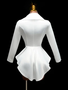 Amplova Jaket Satin Wanita dengan Kerah Berlekuk dan Pinggang yang Dikencangkan - Putih - View 8