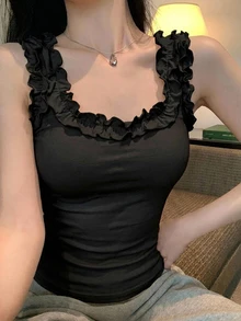 DAZY Women's Solid Color Casual Versatile Daily Wear Top - Black - View 10