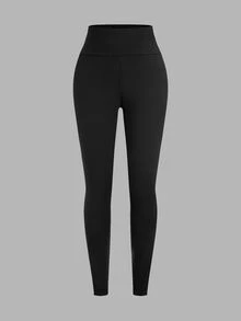 SHEIN SXY Plus Size Tight High Waist Solid Color Semi-Sheer Leggings - Multicolor - View 3