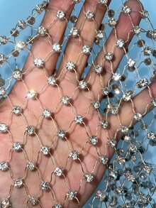 EgrlEra Petite Women's Fishnet Rhinestone Spaghetti Strap Strap Top, Rhinestone Embellished Sparkling Design Perfect For Bar, Party, Club Outfits - Dark Grey - View 6