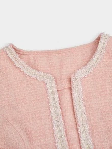 Sweetra Plus Size Women Solid Color Spaghetti Strap Dress And Long Sleeve Cardigan Set - Baby Pink - View 16