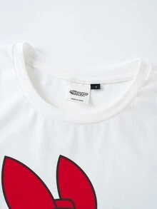 THE POWERPUFF GIRLS X SHEIN 女款卡通印花短袖上衣與短褲休閒居家睡衣套裝 - 粉色 - 查看 3