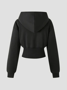 Teen Girl' Hooded Cut Sportswear, With A Tight Waist, Comfortable Fit, Slim And Tall, Sweet And Cool Versatile Style Fall Style - Black - View 2
