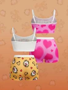 GARFIELD | SHEIN Tween Girl Cartoon Print Camisole Top And Hipster Panty Lingerie Set - Multicolor - View 3