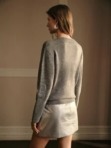 MOTF PREMIUM AUTUMN/WINTER PEARL FLOWER GREY CASUAL SWEATER - Grey - View 3