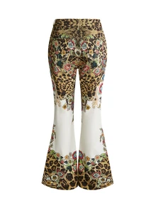 ROMWE Vintage Y2K Leopard & Floral Print Low Waist Flare Jeans - Multicolor - View 2