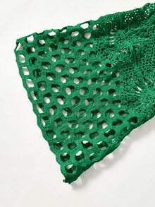 Rusticease 大尺碼度假風鏤空綁帶蕾絲水溶性透視開襟衫 - 綠色 - 查看 4