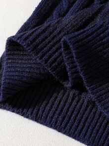 SHEIN (Tween Girl) 海軍藍 V 領心形刺繡針織背心毛衣，柔軟舒適，適合日常穿著、外出、旅行、度假、上學、托兒所與玩樂 - 藏蓝色 - 查看 8