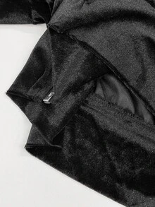 Coolane Women's Fall/Winter Street Avant-Garde Retro Equestrian Style Napoleon Element Button Decor Zipper Closure Hooded Long Sleeve Fitted Black Sweatshirt - Black - View 8