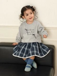 DAZY Baby Girl Autumn/Winter Long Sleeve Bow Korean Style Sweatshirt - Apricot - View 3