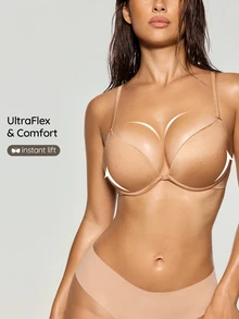 Ocili Women's Solid Color Low Cut Comfortable Underwire Bra - Apricot - View 1