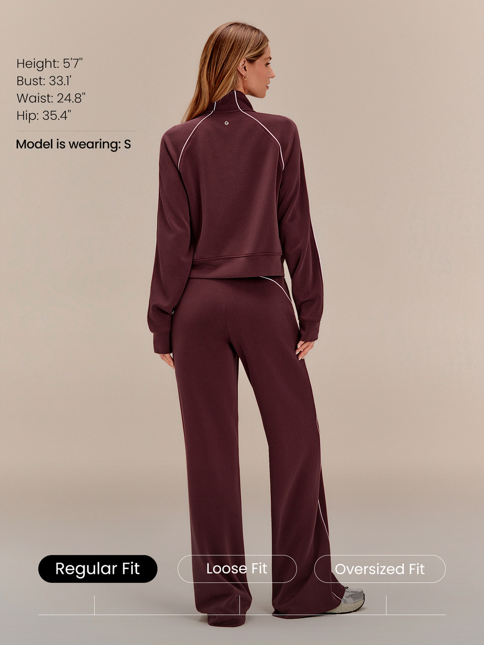 SoftCalm Modal Contrast Piping Waist-Length Thumbholes Fitted Zip-Up Sweatshirt Daily Casual Wear Spring Summer
