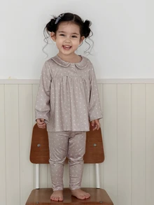 DAZY Infant (Girl) Peter Pan Collar Long Sleeve All-Over Floral Print 2 Pieces Loungewear Set - Beige - View 10