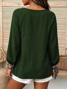 Zayélia Women's Woven Casual Resort Autumn Shirts - Dark Green - View 2