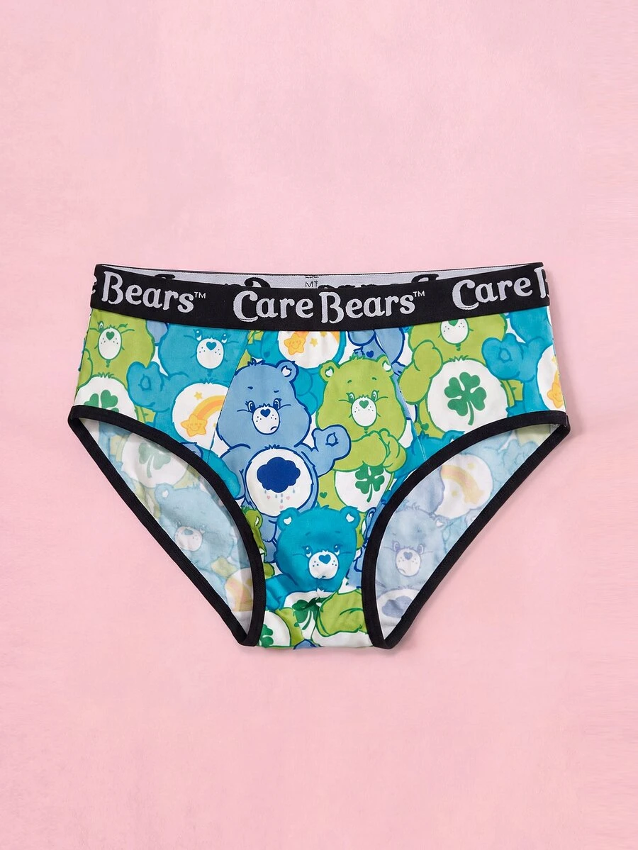 SHEIN X Care Bears سراويل داخلية رجالية كاجوال يومية بطبعات حروف وكرتون - الأزرق - مشاهدة 1