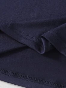 SHEIN 青少年男孩休閒拼色半拉鍊長袖 Polo 衫，復古美式學院風舒適上衣，適合校園日常穿著 - 彩色 - 查看 7