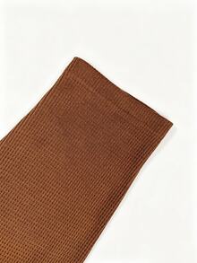 EMERY ROSE Women's Casual Knit Pullover Long-Sleeved Herringbone Sweater With Half-Open Neckline - Brown - View 3