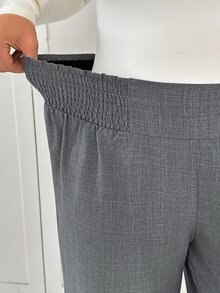 Shapeblank Women's Plus Size Grey Wide-Leg Pants , Stylish, Casual, Loose, And Comfortable – Suitable For Spring And Autumn Daily Wear, Bottom, Fall Pants - Grey - View 6