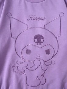 HELLO KITTY AND FRIENDS | SHEIN Tween Girl Cartoon Graphic Print Crew Neck Long Sleeve Sweatshirt For Outings - Mauve Purple - View 5