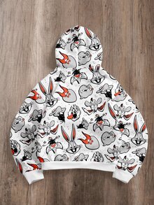 LOONEY TUNES X SHEIN Daypath هودي رجالي بطبعة كرتونية جرافيك - متعدد الألوان - مشاهدة 2