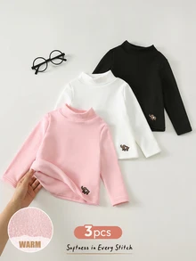 Cozy Pixies 3件組女嬰長袖上衣，卡通印花立領設計 - 彩色 - 查看 8
