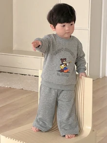 DAZY 嬰兒男童圓領卡通背心與長褲2件套居家服 - 灰色 - 查看 8