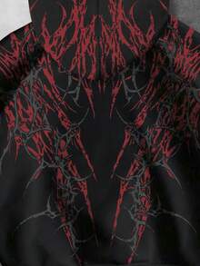 ROMWE MEN Street Life Men's Plus Size Printed Pattern Sweatshirt Hoodie Sweatshirt - Black - View 5