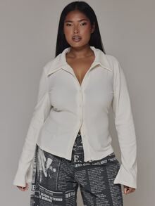 MUSERA بلايز مقاسات كبيرة - بيج - مشاهدة 1