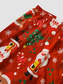 Chillnights Plus Size Women's Santa Claus Long Sleeve Single-Breasted Top And Pants Pajama Set - Red - View 7