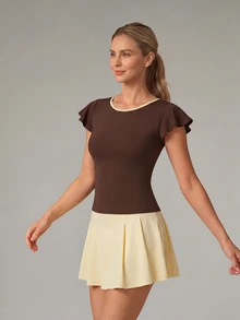 OutZeal Women Sports Tee Casual Yoga Buttery Soft Slim Fit Short Sleeve T-Shirt - Coffee Brown - View 6