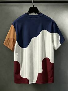 Manfinity Homme Men's Plus Size Crew Neck Colorblock Casual Comfortable T-Shirt - Multicolor - View 2