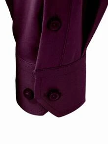 Manfinity Mode Men's Solid Color Casual Daily Long Sleeve Shirt - Purple - View 4