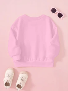 SHEIN X Care Bears Young Girl Round Neck Cartoon Pattern Cute Sweatshirt - White - View 2