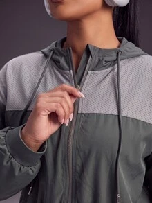 Powerista Women's Plus Size Loose Hooded Long Sleeve Sports Sweatshirt Jacket - Army Green - View 4