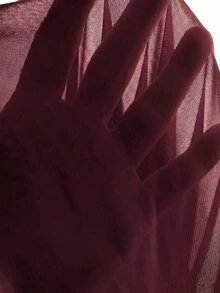 Maija 春夏大尺碼女款高領長袖修身透視上衣，都市通勤商務休閒基礎襯衫，優雅外出上衣 - 中紫紅色 - 查看 10