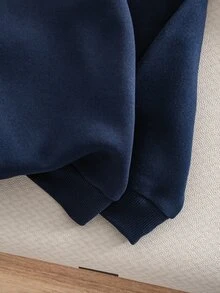 SHEIN 女童印花拉鍊連帽運動外套，休閒百搭春秋冬三季外衣 - 藍色 - 查看 5
