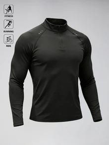 Gym Rark Men's High Neck Long Sleeve Solid Color Sports Jacket - Black - View 3