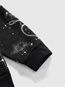 ROMWE Street Life Plus Size Women's Eye Pattern Casual Everyday Sweatshirt - Black - View 3