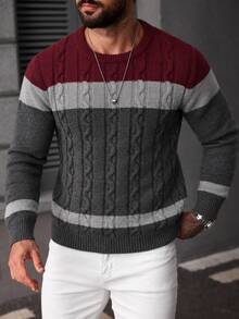 Manfinity Mode Men's Ribbed Colorblock Long Sleeve Sweater Street Fashion - Multicolor - View 7