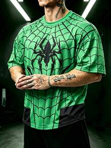 GymBeat Men's Fashion Spider Pattern Sports T-Shirt - Green - View 4