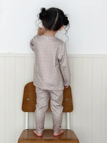 DAZY Infant (Girl) Peter Pan Collar Long Sleeve All-Over Floral Print 2 Pieces Loungewear Set - Beige - View 2