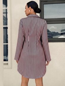 MaterniWear 孕婦條紋騎士圖案休閒日常夏季洋裝 - 水鴨藍 - 查看 5