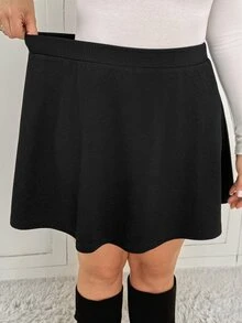 Shapeblank Women's Plus-Size Black Skirt – Stylish, Casual, Loose-Fit, Stretchy, Comfortable, Versatile, And Slimming (Autumn/Winter),Fall Outfits,Bottom Skirt - Black - View 6