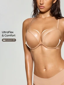 Ocili Women's Solid Color Low Cut Comfortable Underwire Bra - Apricot - View 5