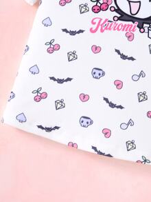 HELLO KITTY AND FRIENDS | SHEIN تي شيرت كاجوال يومي بأكمام قصيرة مطبوع عليه رسومات كرتونية للفتيات الصغيرات - متعدد الألوان - مشاهدة 7