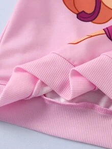 SHEIN | PAW Patrol Young Girl Cartoon Print Casual Daily Short Sleeve T-Shirt - Pink - View 8