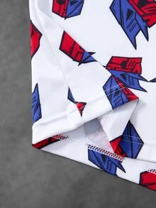 Transformers X SHEIN سروال داخلي رجالي كاجوال بحزام خصر مطبوع عليه حروف - أبيض - مشاهدة 6