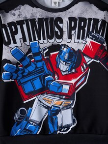 Transformers X SHEIN Tween Boy Sweatshirt & Sweatpants Set - Black - View 5