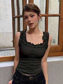 DAZY Women's Solid Color Casual Versatile Daily Wear Top - Black - View 7